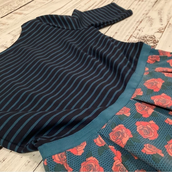 Matilda Jane Women Friends Forever Peyton Dress Roses Stripes Size Small Pockets - Picture 2 of 8